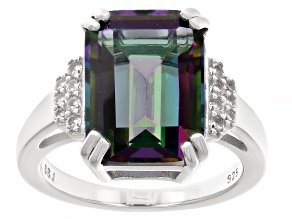 Multi-Color Quartz Rhodium Over Sterling Silver Ring 5.94ctw