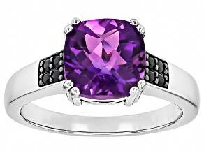 Purple African Amethyst Rhodium Over Sterling Silver Ring 2.10ctw