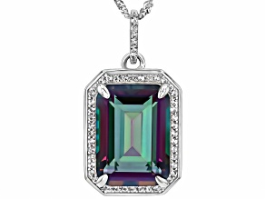 Multi-Color Quartz Rhodium Over Sterling Silver Pendant With Chain 12.79ctw