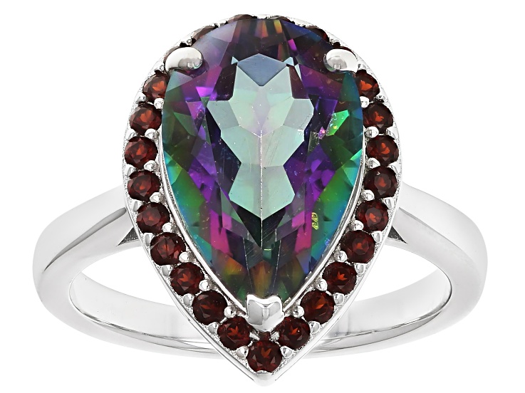 Multi-Color Quartz Rhodium Over Sterling Silver Ring 4.04ctw