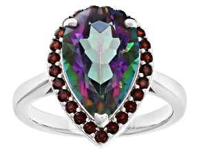 Multi-Color Quartz Rhodium Over Sterling Silver Ring 4.04ctw