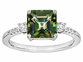 Green Labradorite Rhodium Over Sterling Silver Ring 1.06ctw