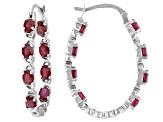 Red Mahaleo® Ruby Platinum Over Sterling Silver Hoop Earrings 3.88ctw