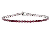 Red Mahaleo® Ruby Platinum Over Sterling Silver Tennis Bracelet 10.10ctw