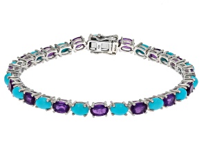 Purple Amethyst Rhodium Over Sterling Silver Bracelet 5.80ctw
