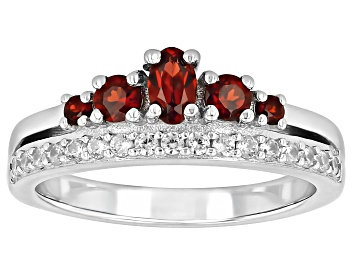Red Garnet Rhodium Over Sterling Silver Ring 6.97ctw