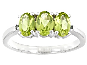 Green Peridot Rhodium Over Sterling Silver Ring 1.33ctw
