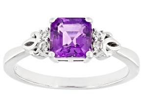 Purple Amethyst Rhodium Over Sterling Silver Ring 1.07ctw