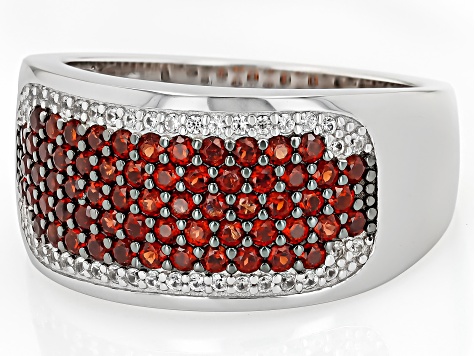 Red Garnet Rhodium Over Sterling Silver Band Ring 1.90ctw
