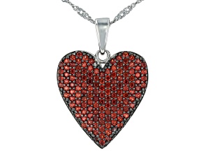 Red Garnet Rhodium Over Sterling Silver Heart Pendant With Chain 1.13ctw