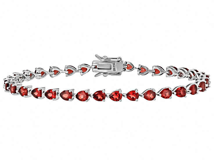 Red Garnet Rhodium Over Sterling Silver Tennis Bracelet 8.93ctw