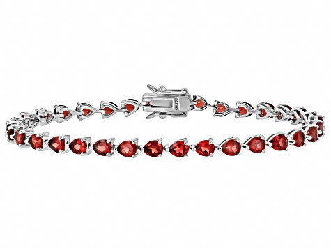 Red Garnet Rhodium Over Sterling Silver Tennis Bracelet 8.93ctw