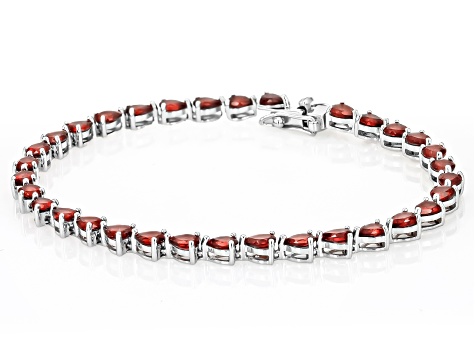 Red Garnet Rhodium Over Sterling Silver Tennis Bracelet 8.93ctw