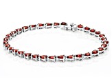 Red Garnet Rhodium Over Sterling Silver Tennis Bracelet 8.93ctw