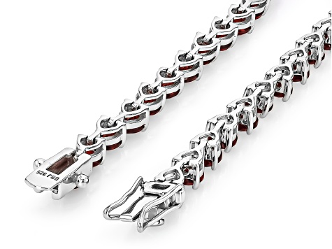 Red Garnet Rhodium Over Sterling Silver Tennis Bracelet 8.93ctw