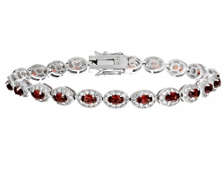 thumbnail image 2 of Genuine Garnet Ring In .925 Sterling Silver With Rhodium Plating 5 Stone Red Ring Natural Round Shaped Garnets 3 75 Carat January Birthstone Ring Jewelry Gift 2 of 13