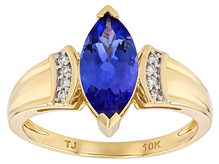 Tanzanite With White Diamond 10k Yellow Gold Ring 1.50ctw
