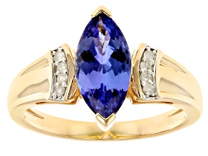 Tanzanite With White Diamond 10k Yellow Gold Ring 1.50ctw