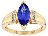 Tanzanite With White Diamond 10k Yellow Gold Ring 1.50ctw