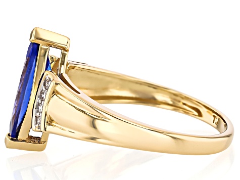 Tanzanite With White Diamond 10k Yellow Gold Ring 1.50ctw