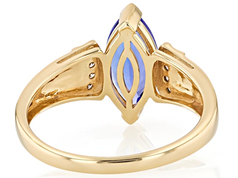 Tanzanite With White Diamond 10k Yellow Gold Ring 1.50ctw