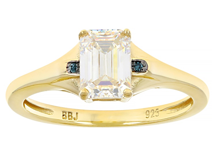 Strontium Titanate With Blue Diamond 18k Yellow Gold Over