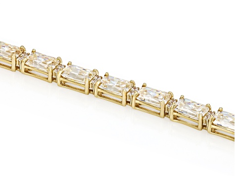 Strontium Titanate With White Zircon 18k Yellow Gold Over Sterling Silver Bracelet 27.59ctw