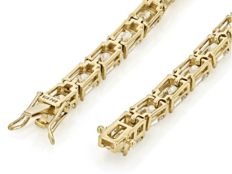 Strontium Titanate With White Zircon 18k Yellow Gold Over Sterling Silver Bracelet 27.59ctw