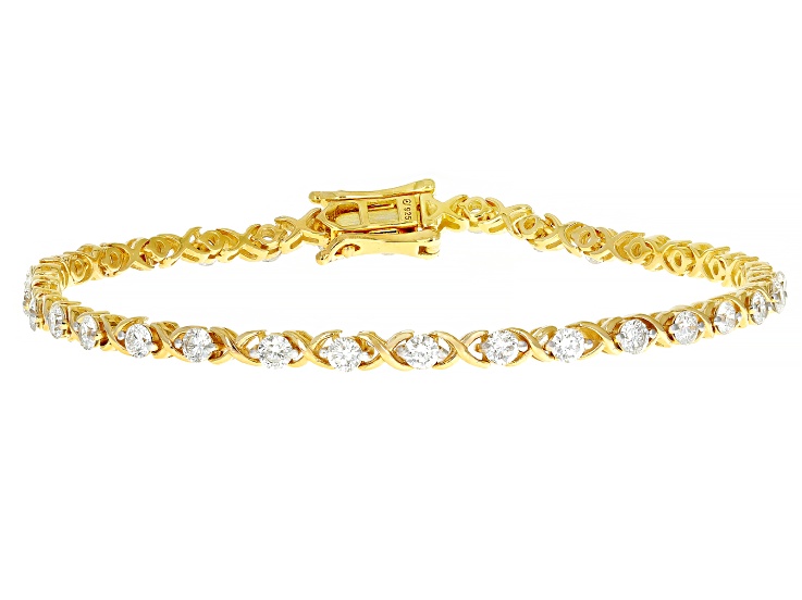 White Lab-Grown Diamond H SI 14k Yellow Gold Over Sterling Silver Tennis Bracelet 2.50ctw