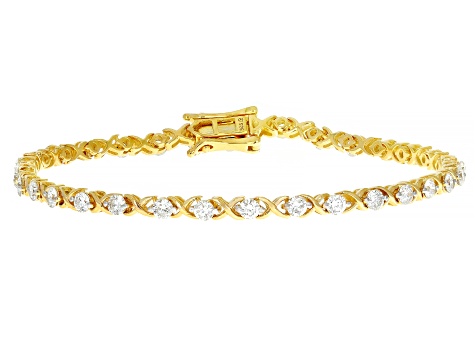 White Lab-Grown Diamond H SI 14k Yellow Gold Over Sterling Silver Tennis Bracelet 2.50ctw