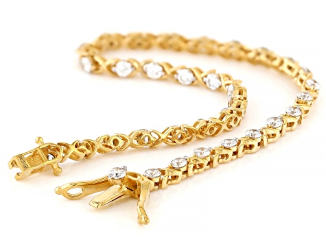 White Lab-Grown Diamond H SI 14k Yellow Gold Over Sterling Silver Tennis Bracelet 2.50ctw