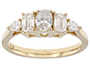 White Lab-Grown Diamond H SI 14k Yellow Gold Cluster Ring 1.00ctw