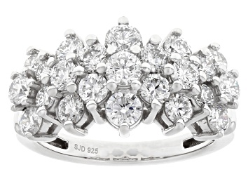 White Lab-Grown Diamond H SI1 Rhodium Over Sterling Silver Bypass Ring 1.50ctw