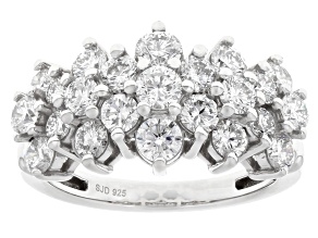 White Lab-Grown Diamond H SI Rhodium Over Sterling Silver Cluster Ring 2.00ctw