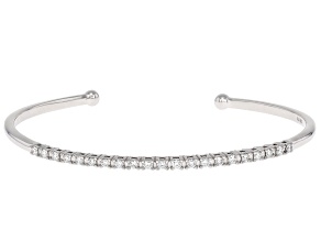 White Lab-Grown Diamond H SI Rhodium Over Sterling Silver Cuff Bracelet 0.85ctw