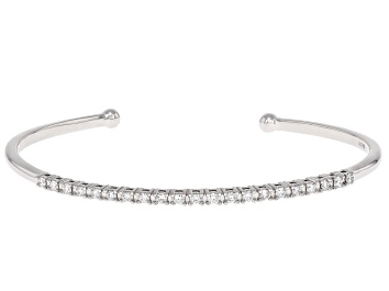 Picture of White Lab-Grown Diamond H SI Rhodium Over Sterling Silver Cuff Bracelet 0.85ctw