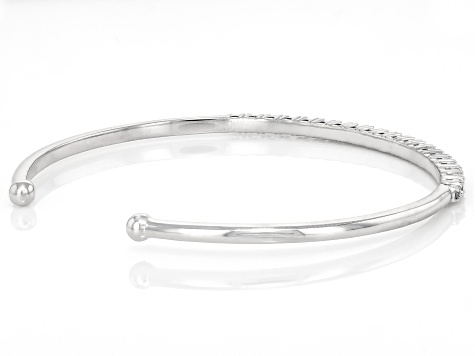 White Lab-Grown Diamond H SI Rhodium Over Sterling Silver Cuff Bracelet 0.85ctw