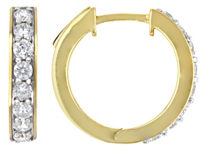 White Lab-Grown Diamond H SI 14k Yellow Gold Over Sterling Silver Huggie Earrings 1.00ctw