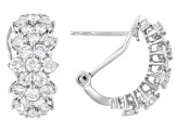 White Lab-Grown Diamond H SI Rhodium Over Sterling Silver J-Hoop Earrings 2.00ctw