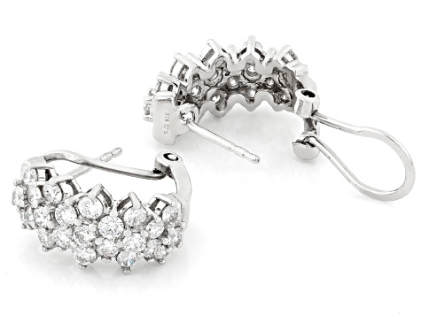 White Lab-Grown Diamond H SI Rhodium Over Sterling Silver J-Hoop Earrings 2.00ctw