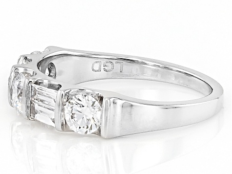 White Lab-Grown Mixed Shape Diamond F SI 10k White Gold Band Ring 1.00ctw