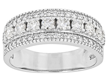Picture of White Lab-Grown Diamond H SI Rhodium Over Sterling Silver Band Ring 0.80ctw