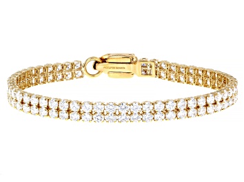 Picture of White Lab-Grown Diamond H SI 14k Yellow Gold Tennis Bracelet 8.20ctw
