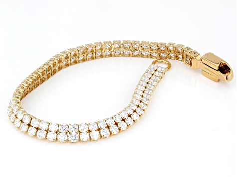 White Lab-Grown Diamond H SI 14k Yellow Gold Tennis Bracelet 8.20ctw