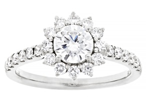 White Lab-Grown Diamond H SI 14k White Gold Halo Ring 1.36ctw