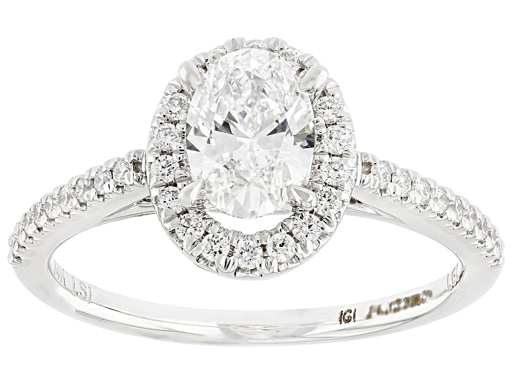 White Lab-Grown Diamond F SI 14k White Gold Halo Ring 1.00