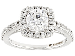 White Lab-Grown Diamond F SI 14k White Gold Halo Ring 1.50ctw