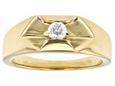 White Lab-Grown Diamond F-G VS 14k Yellow Gold Over Sterling Silver Mens Solitaire Ring 0.20ctw