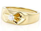 White Lab-Grown Diamond F-G VS 14k Yellow Gold Over Sterling Silver Mens Solitaire Ring 0.20ctw
