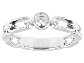 White Lab-Grown Diamond Rhodium Over Sterling Silver Paperclip Solitaire Ring 0.20ct